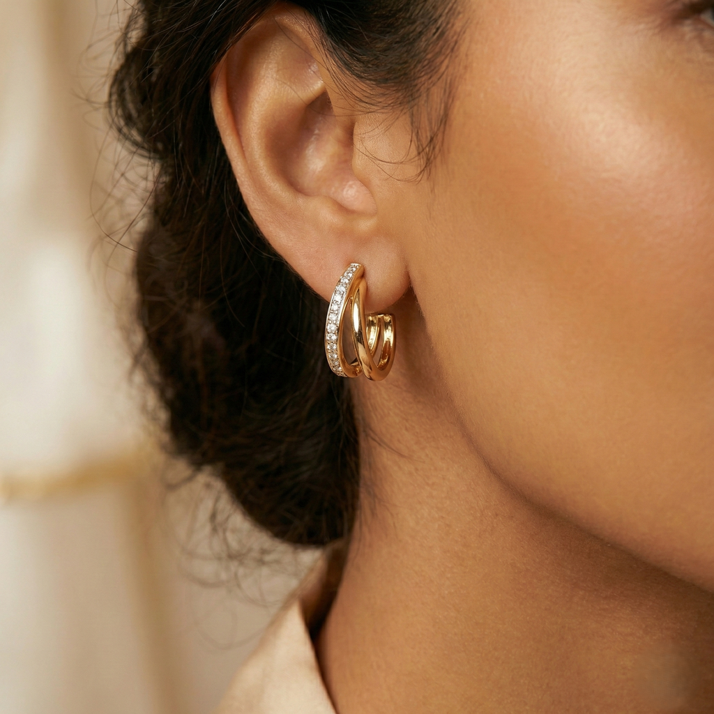 Gold Multi-Band Hoop Earrings