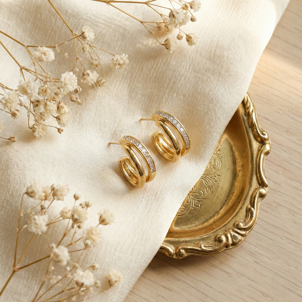 Gold Multi-Band Hoop Earrings