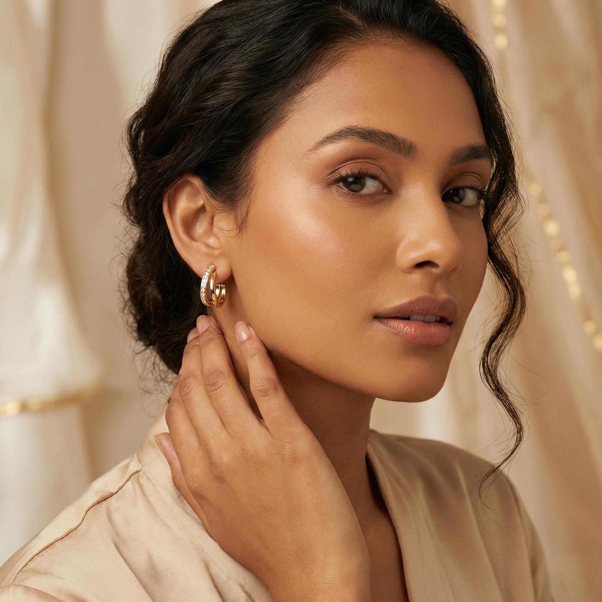 Gold Multi-Band Hoop Earrings