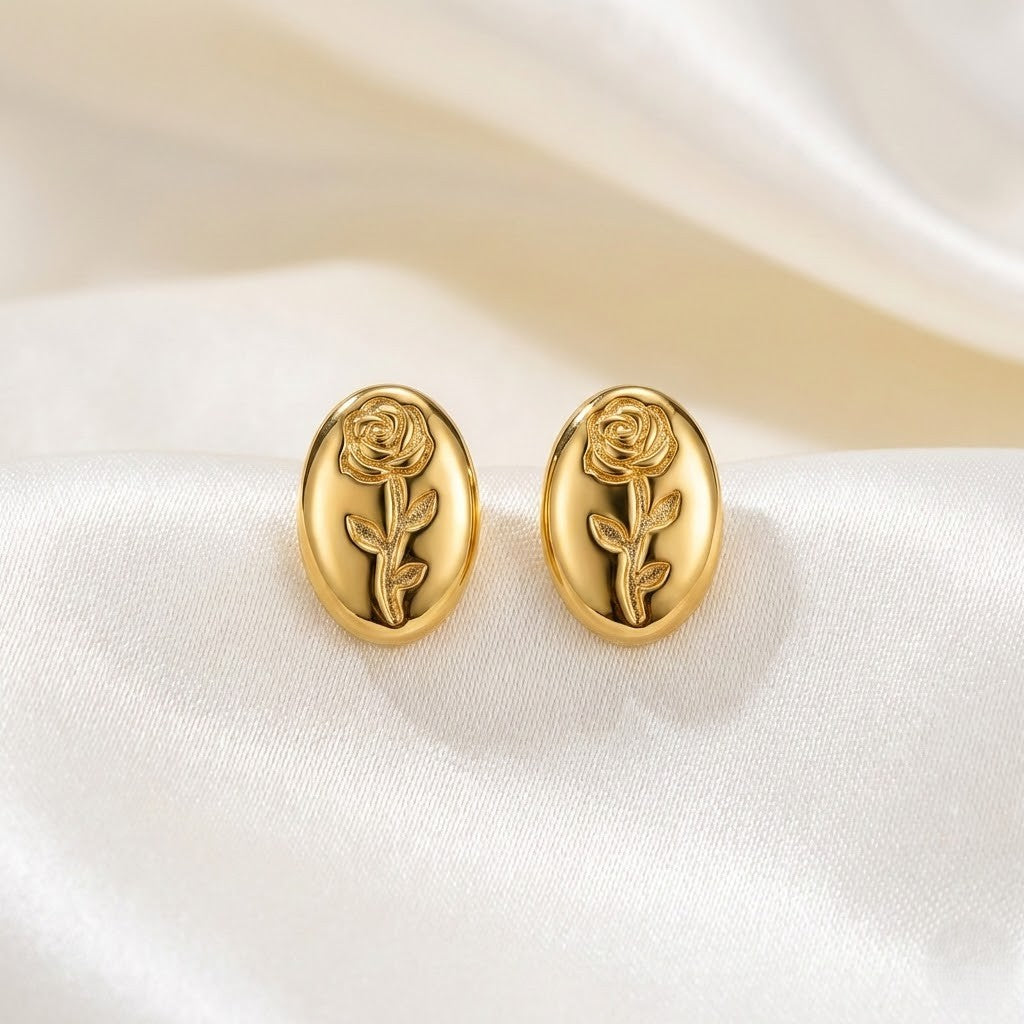 Rose Oval Studs