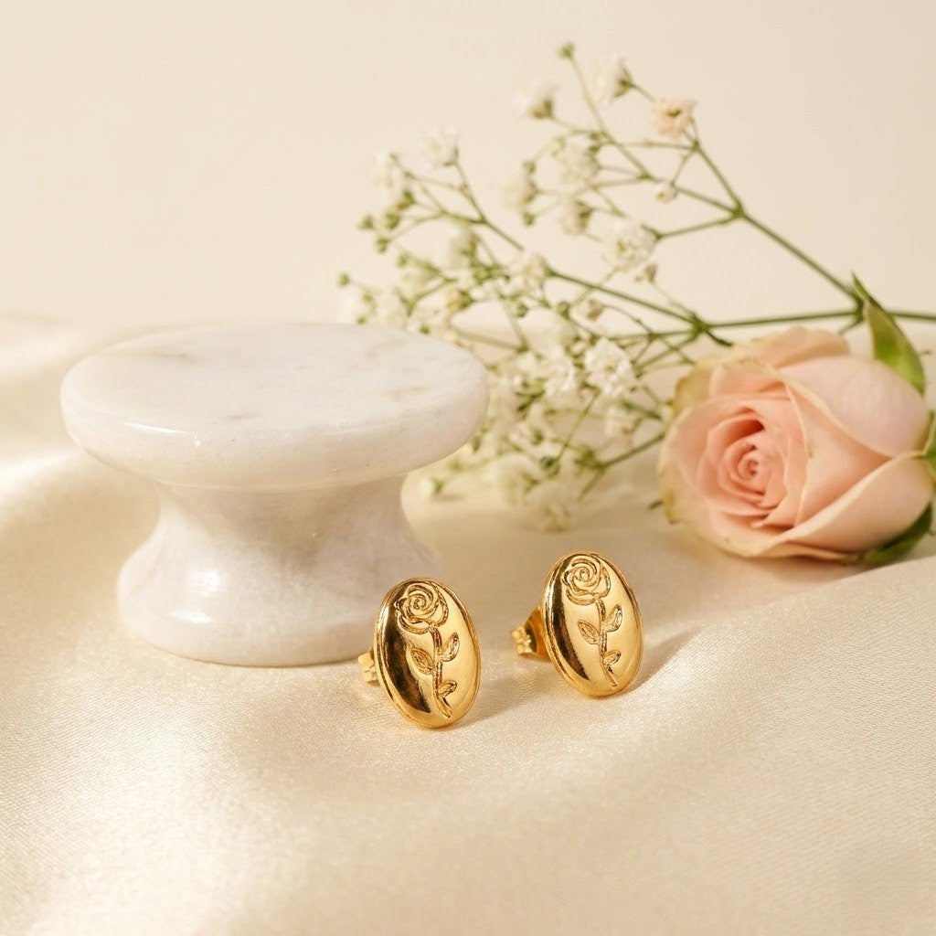 Rose Oval Studs