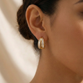 Gold-Plated  Zirconia Layered Hoop Earrings