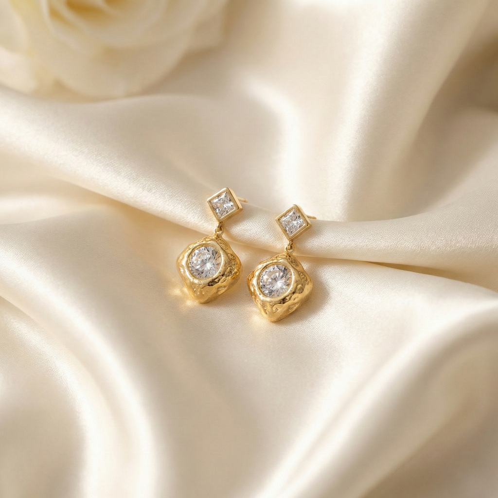 Diamond Shape Dangle Earrings