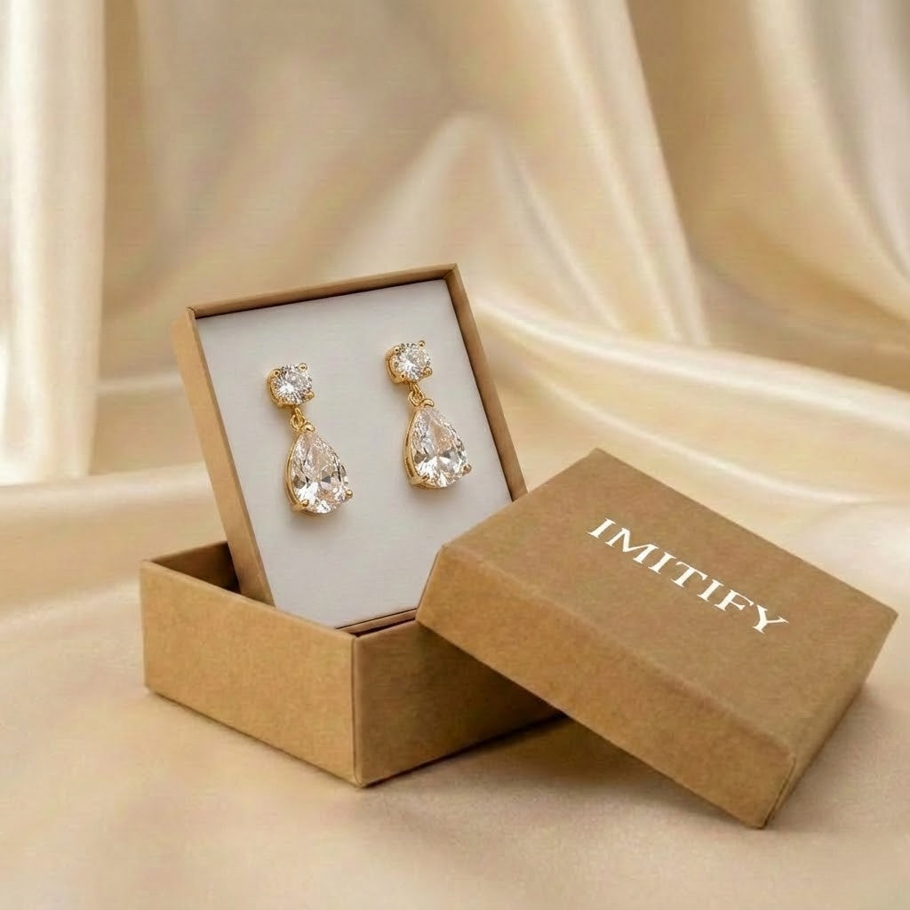 Pear Cubic Zirconia Drop Earrings