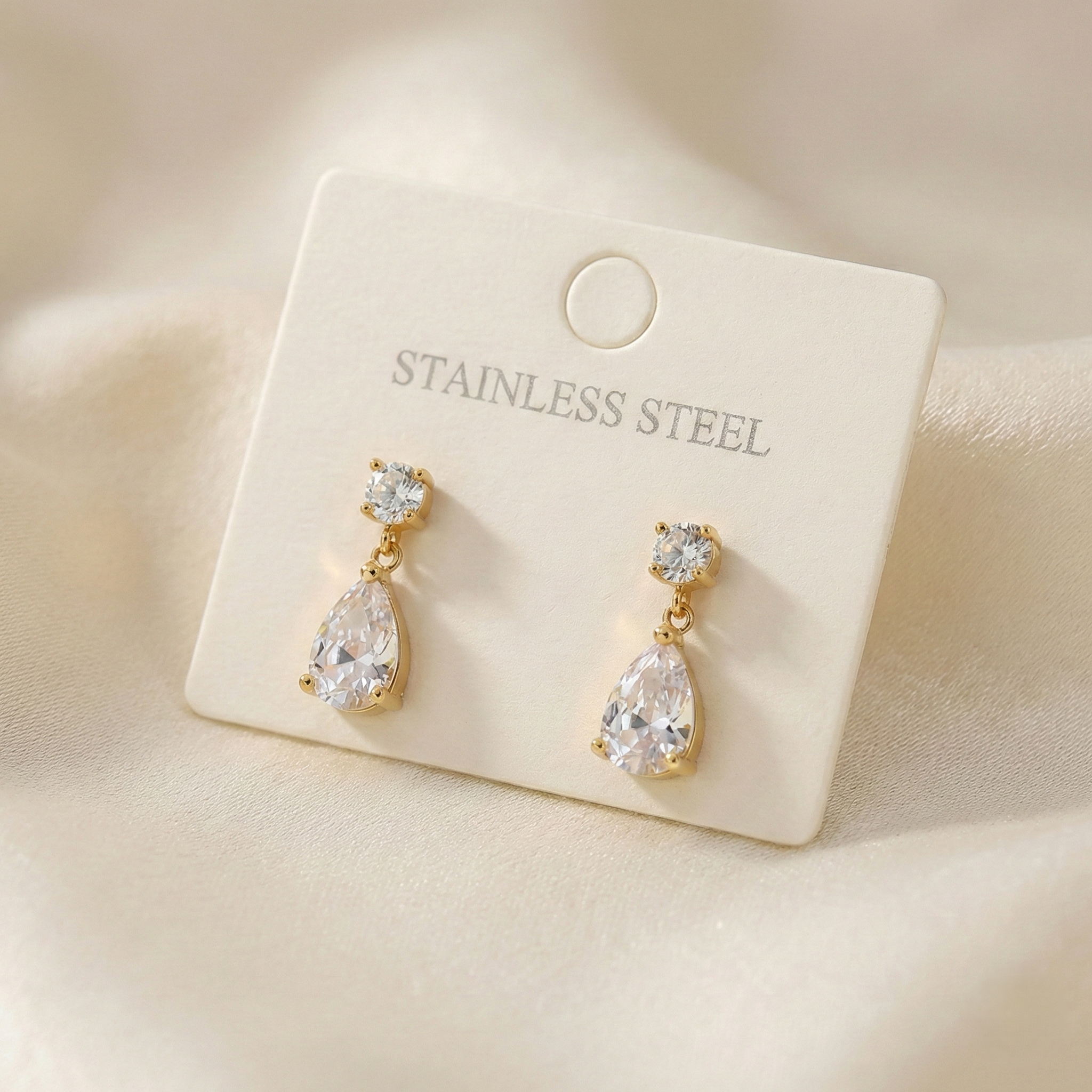 Pear Cubic Zirconia Drop Earrings