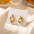 Petal Curve Pearl Earrings in Polished Gold Finish