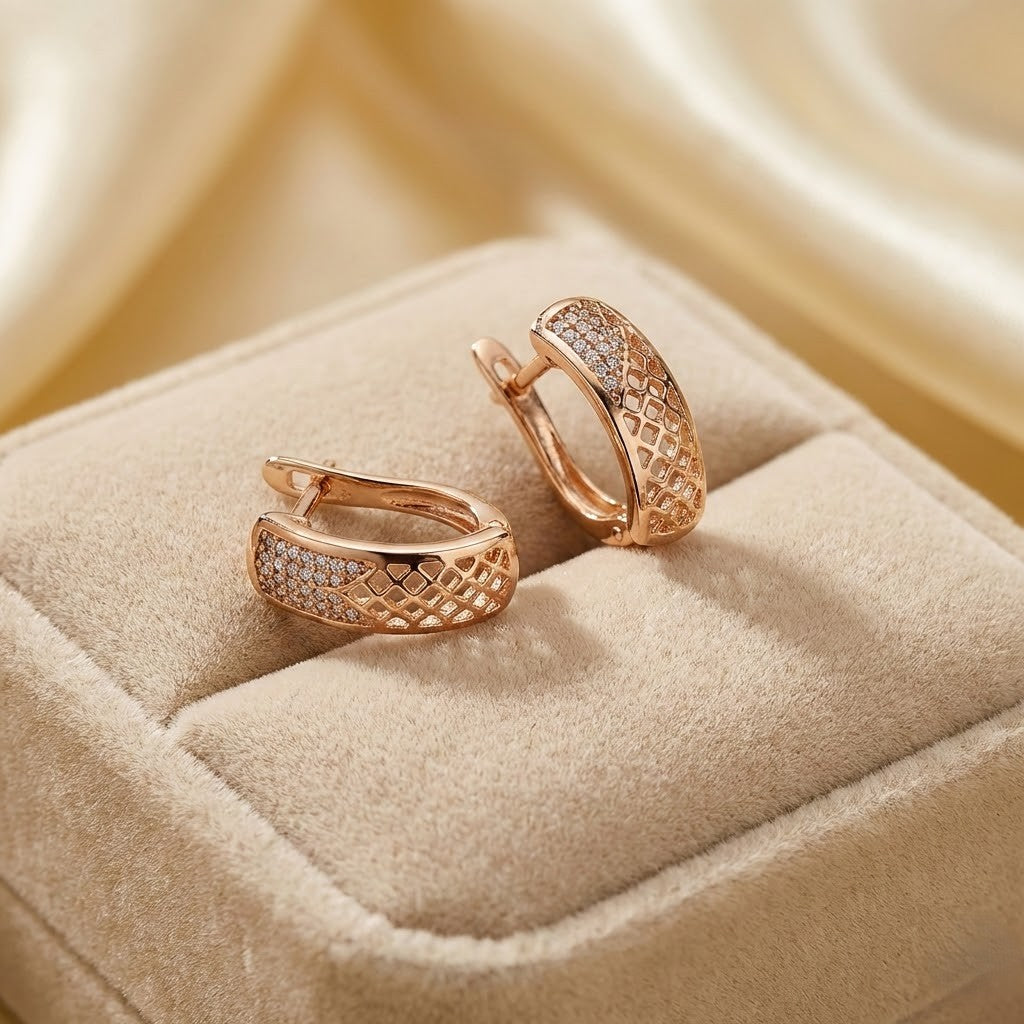 Rose Gold Zirconia Hoop Earring.