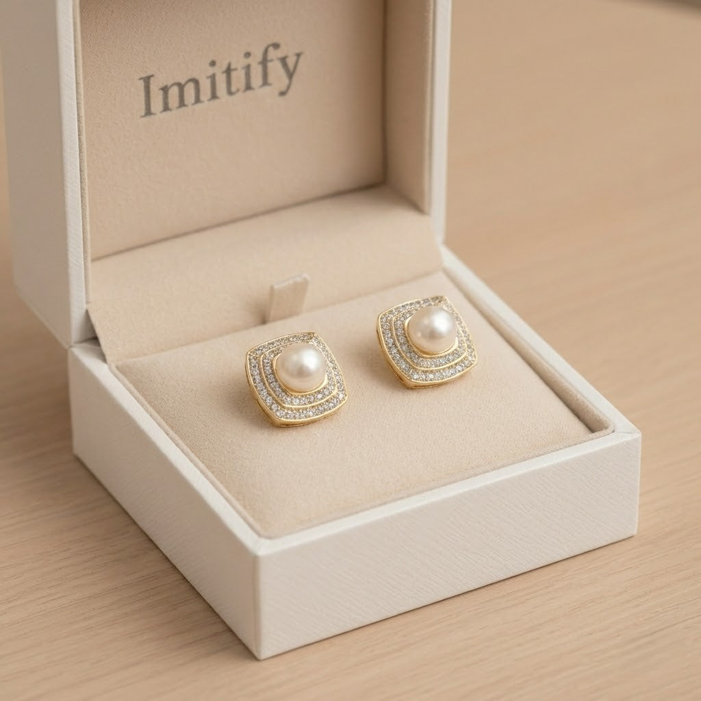 Shimmer Pearl Stud Earrings
