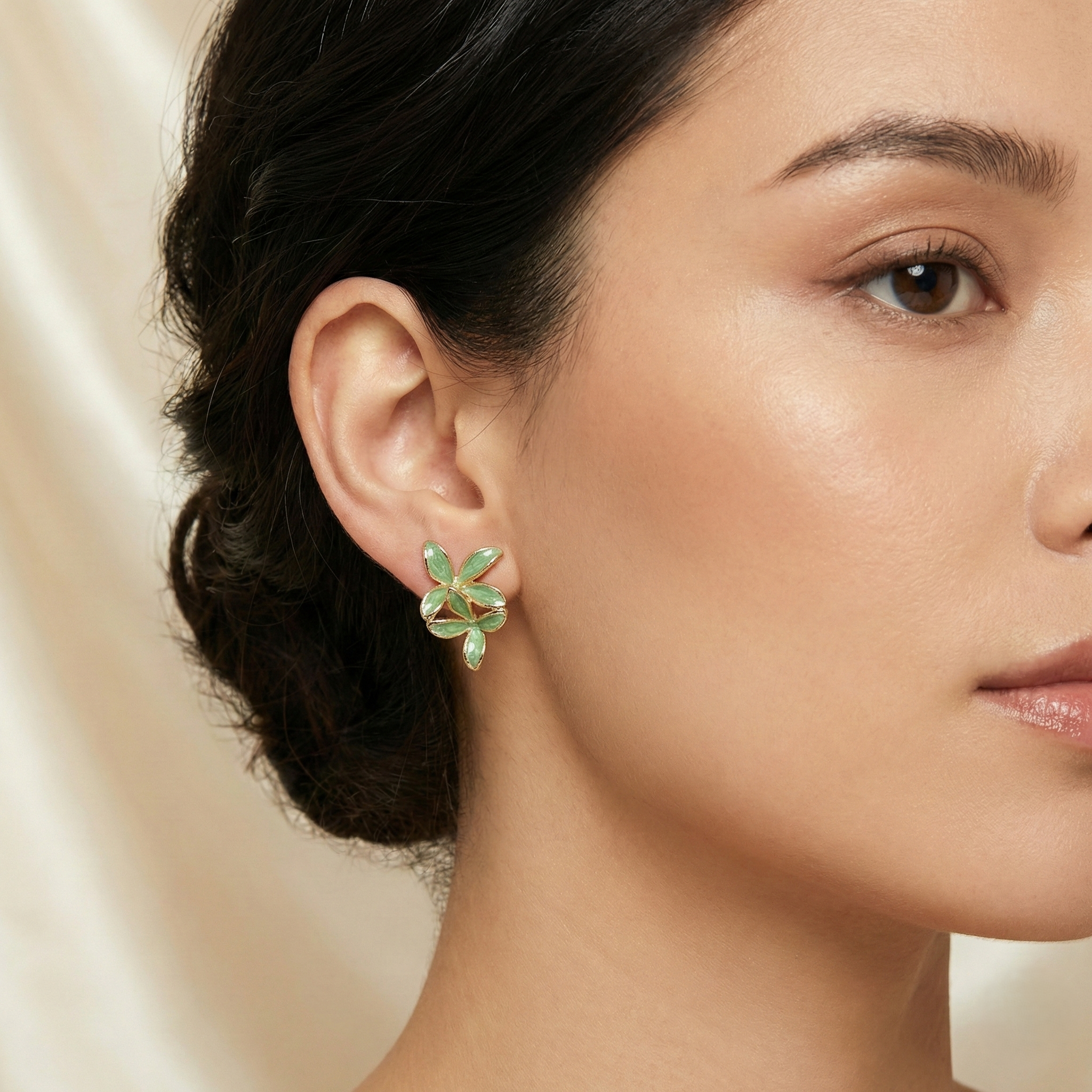 Green Enamel Bloom Studs