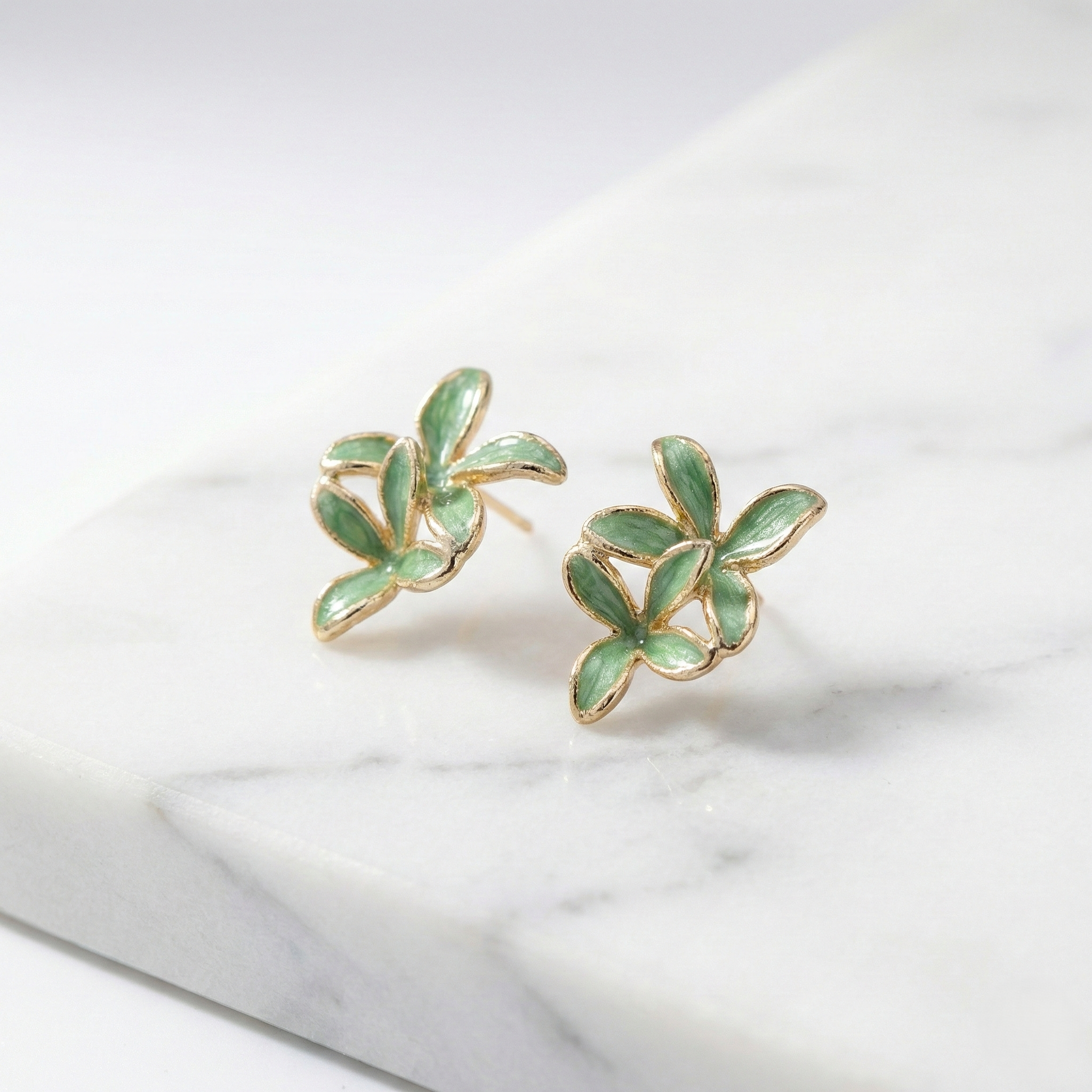 Green Enamel Bloom Studs