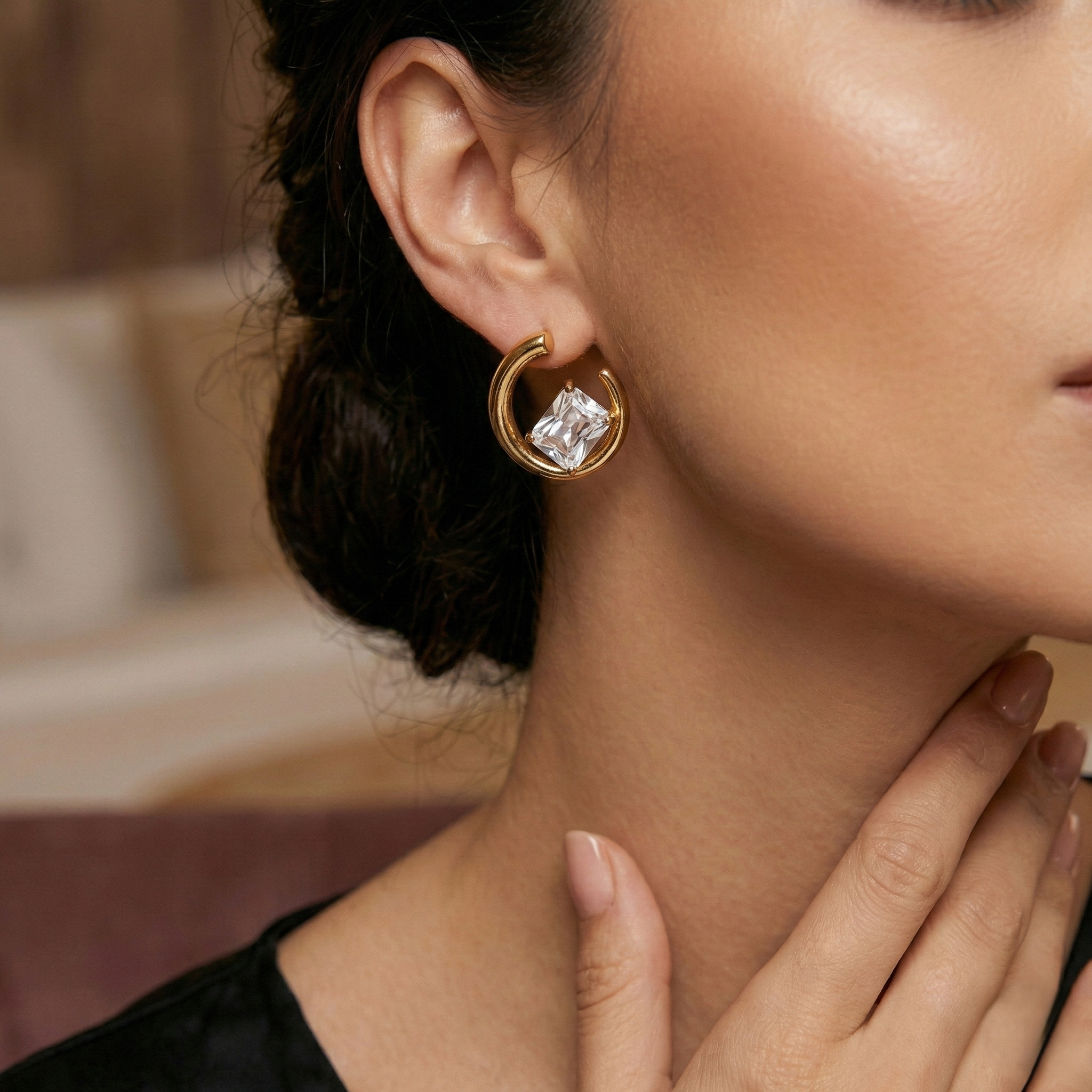 Encircled Zirconia Oversize Stud