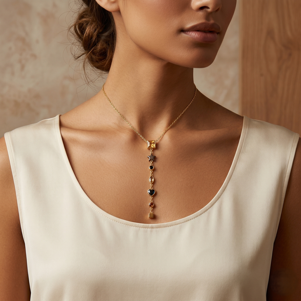 Multi-Charm Y-Drop Lariat Necklace