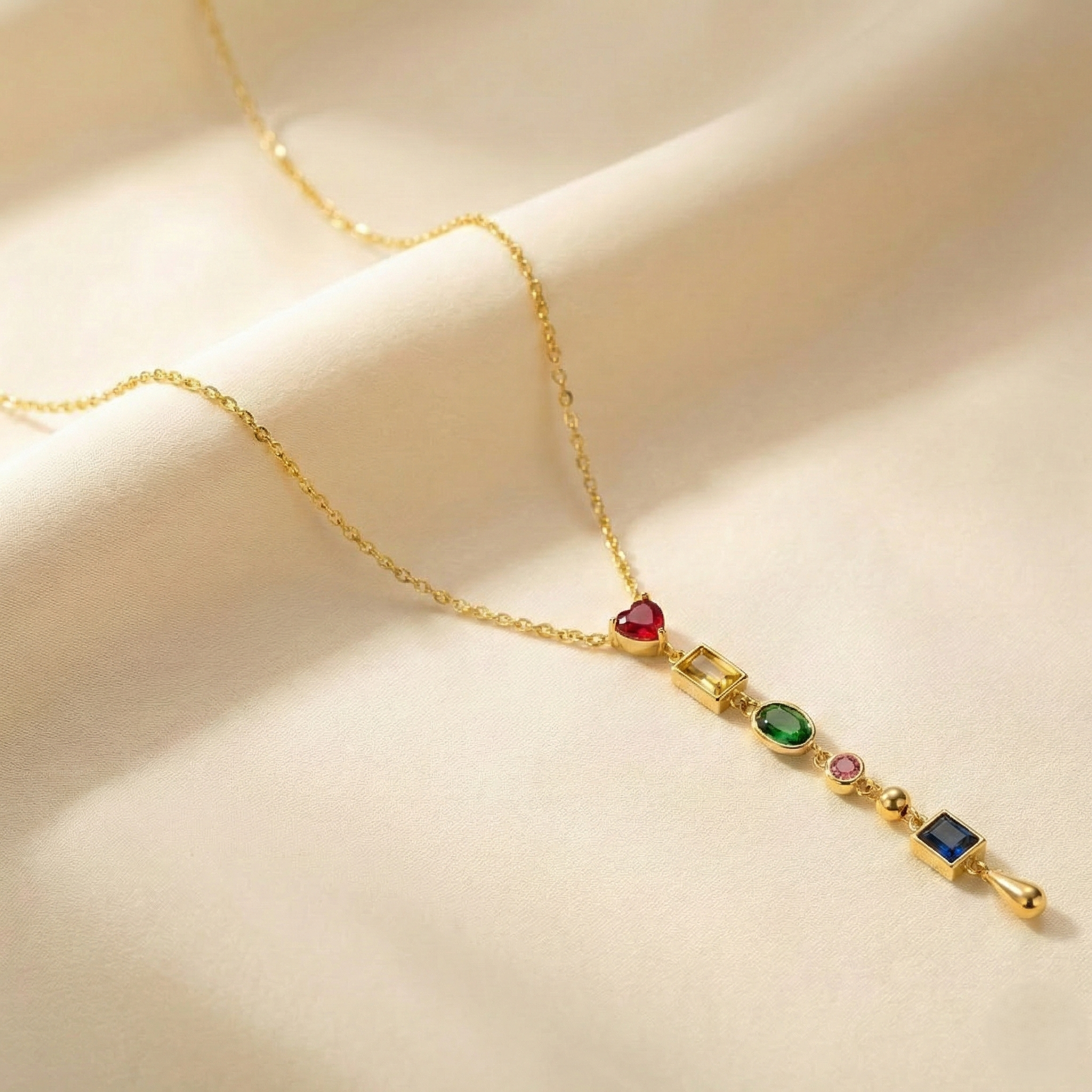 Ruby Heart Drop Necklace