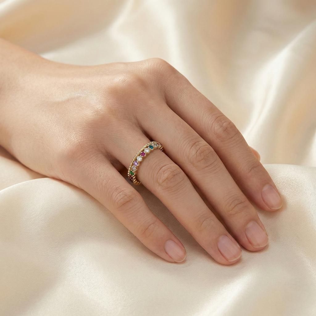 Multicolor Stones Gold Ring