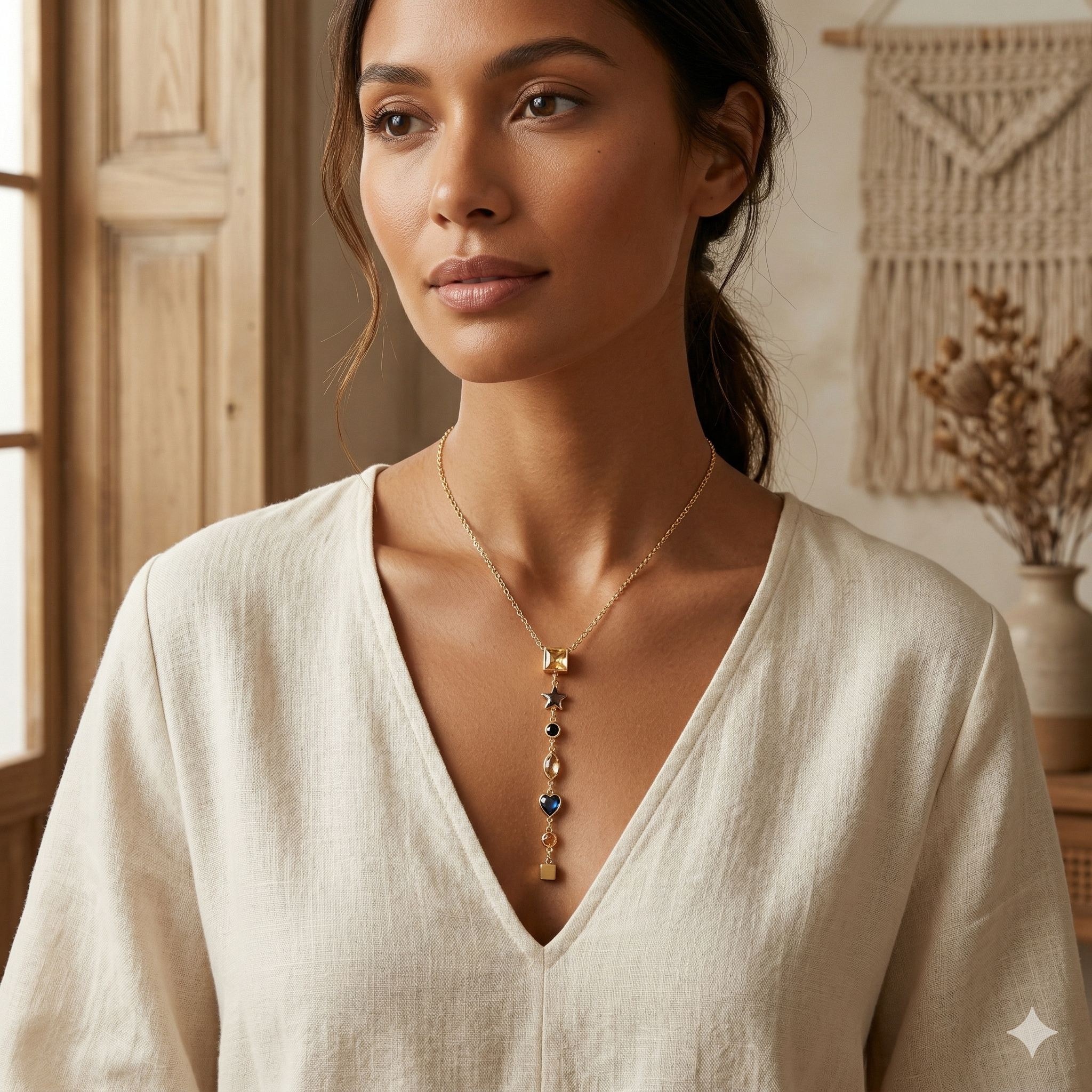 Multi-Charm Y-Drop Lariat Necklace