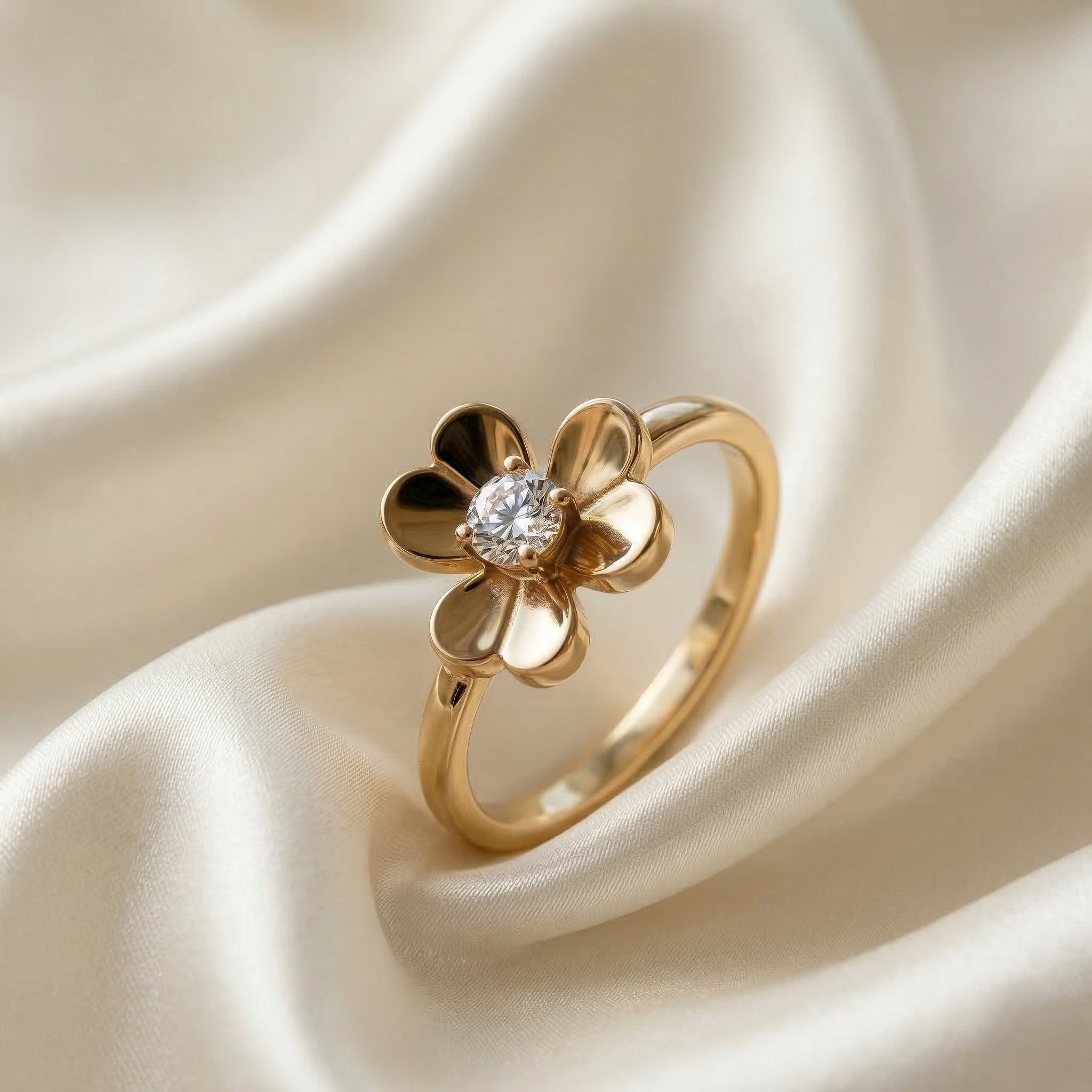 Three Petal Flower Gold Ring