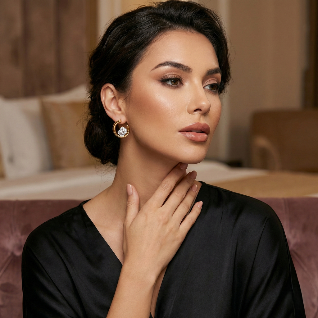 Encircled Zirconia Oversize Stud