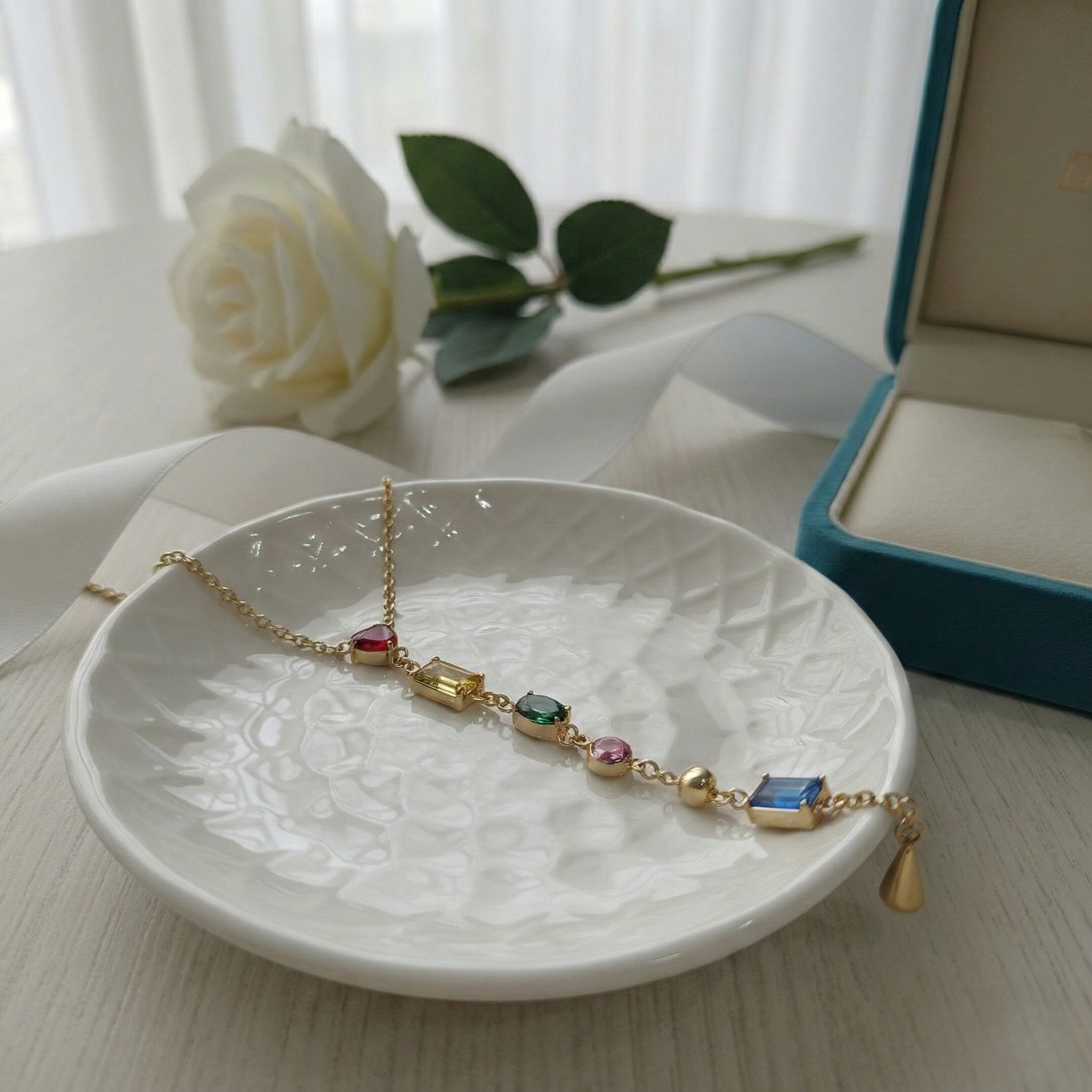 Ruby Heart Drop Necklace