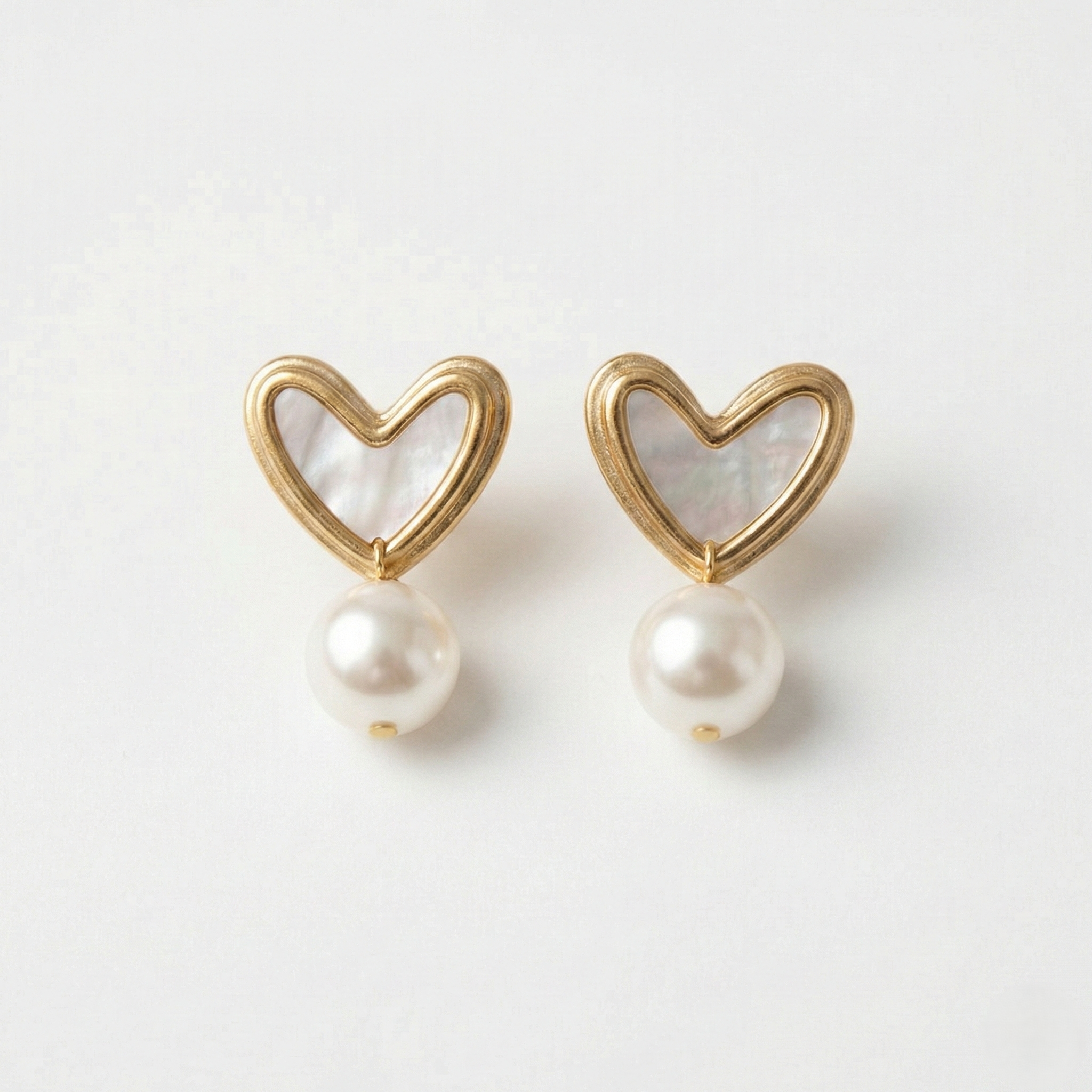 Pearl Heart & Pearl Drop Earrings