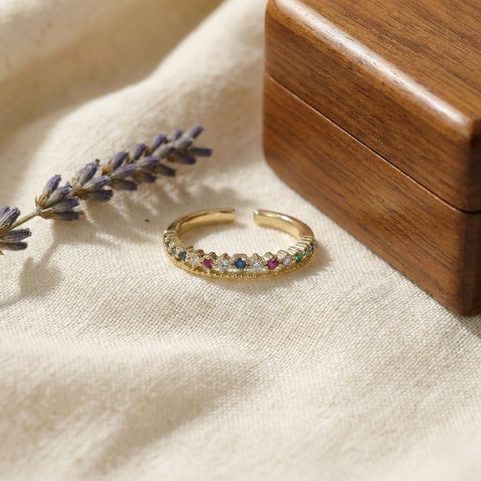 Multicolor Stones Gold Ring