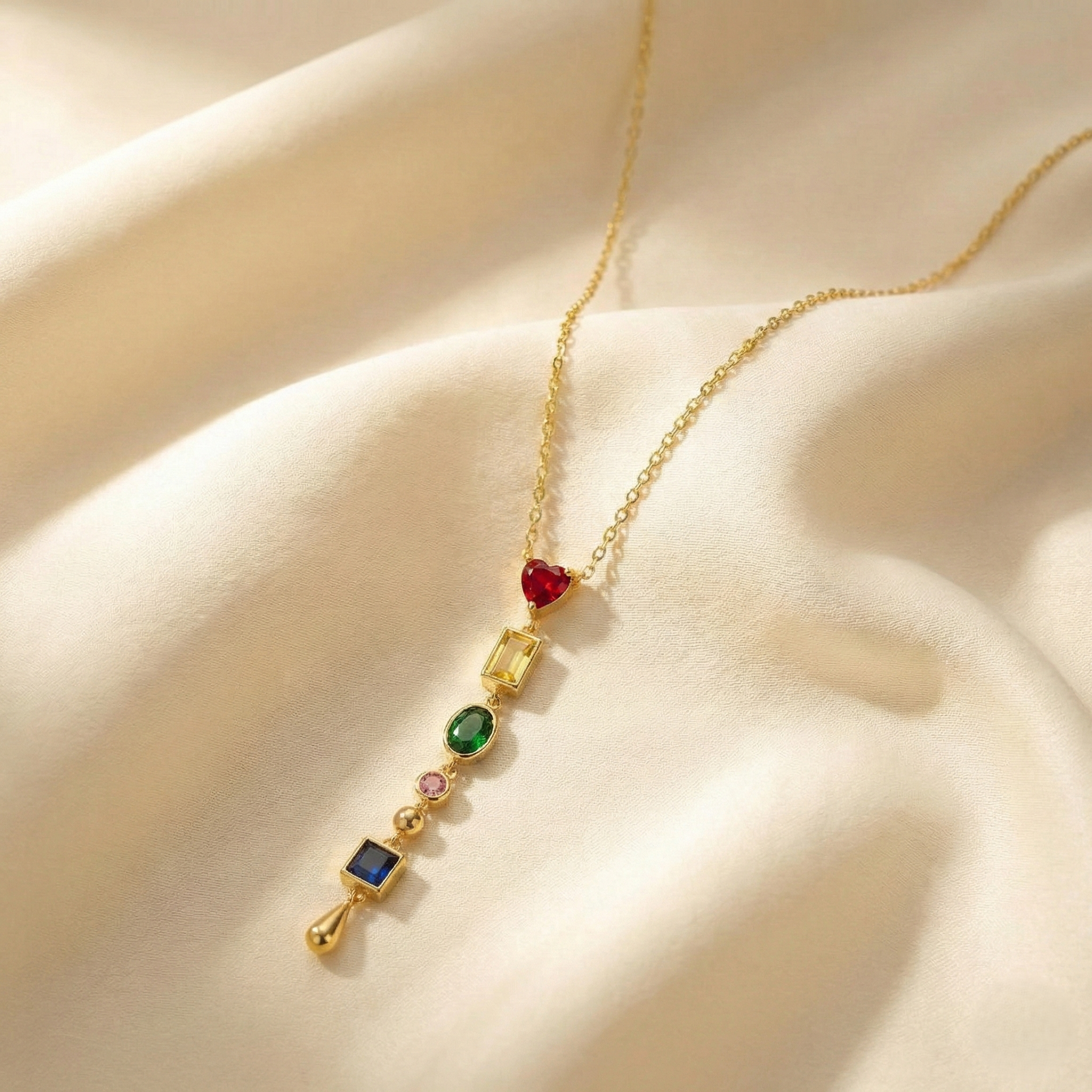 Ruby Heart Drop Necklace