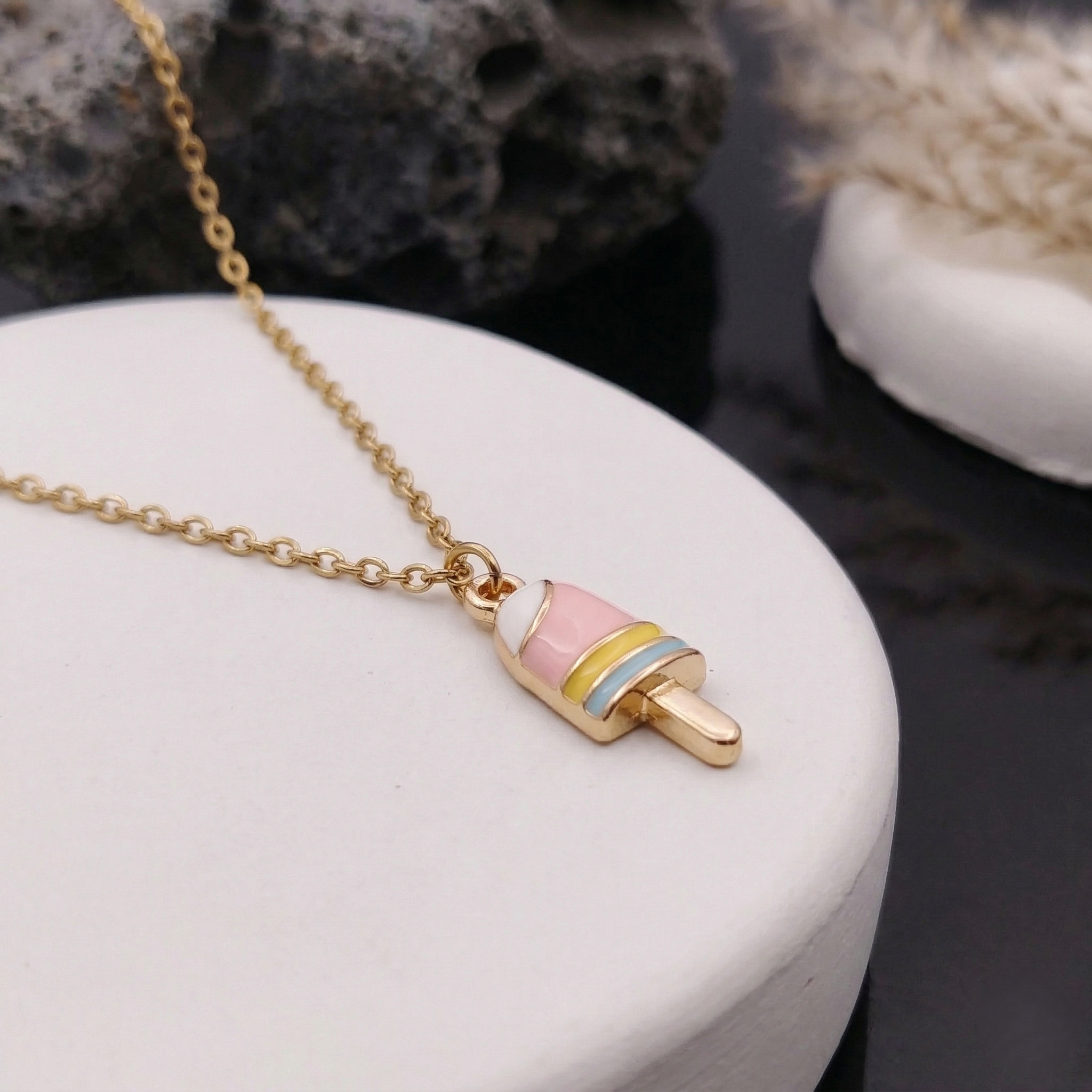 Pastel Enamel Popsicle Pendant Necklace