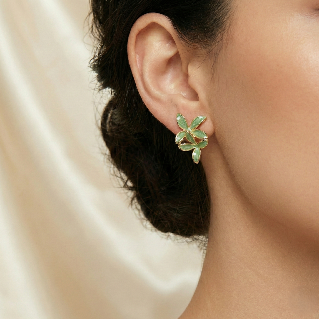 Green Enamel Bloom Studs