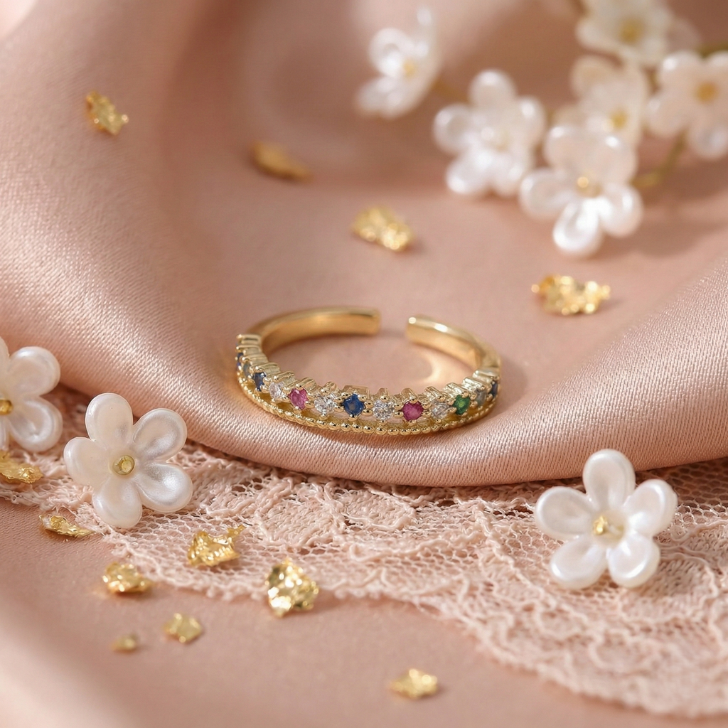 Multicolor Stones Gold Ring