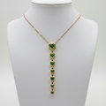 Gold Plated Green Heart Shape Drop Necklace