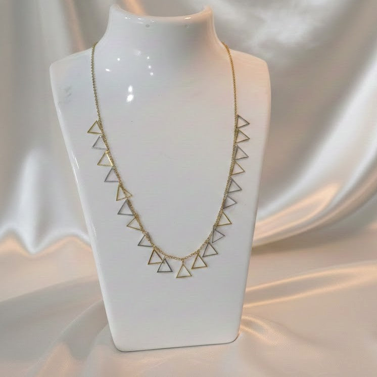 Stylish Two-Tone Triangle Necklace.