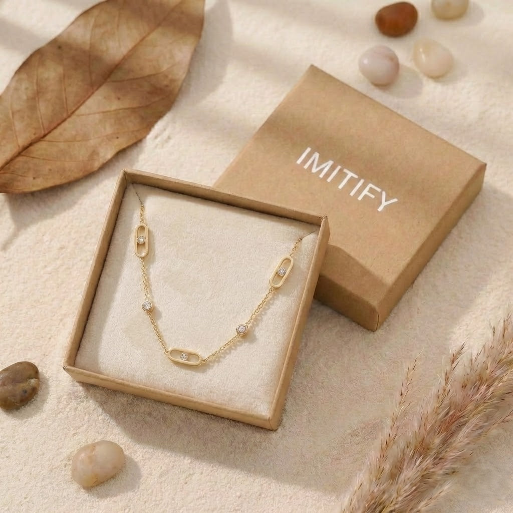 Gold-Plated Geomatric Zirconia Necklace