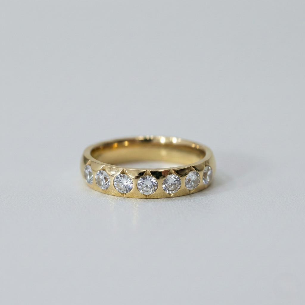 Gold-Plated Cubic Zirconia Studded Band