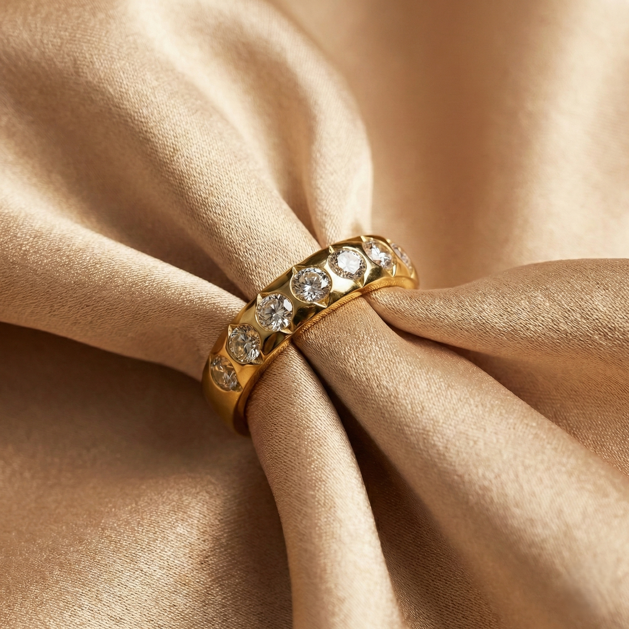 Gold-Plated Cubic Zirconia Studded Band