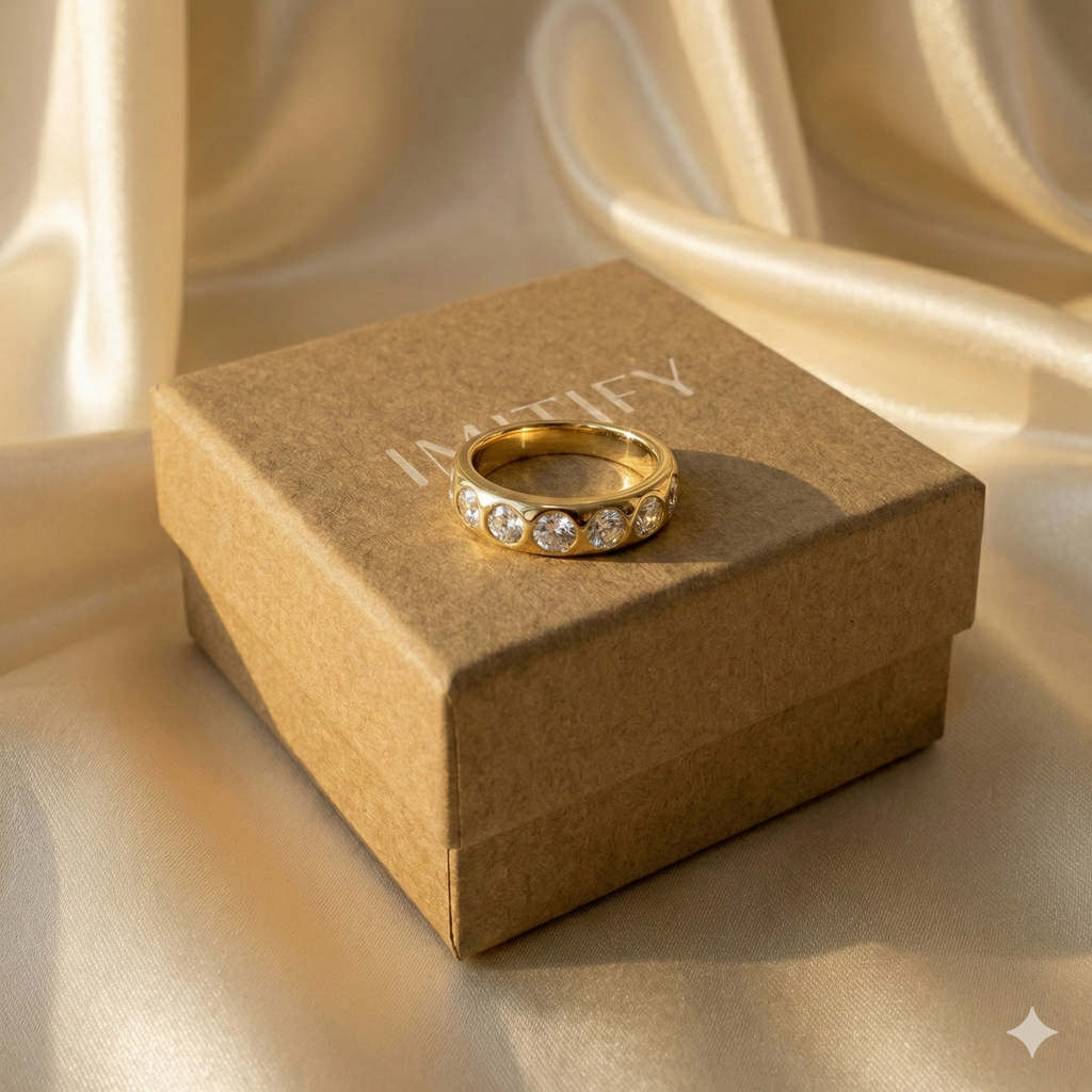 Gold-Plated Cubic Zirconia Studded Band