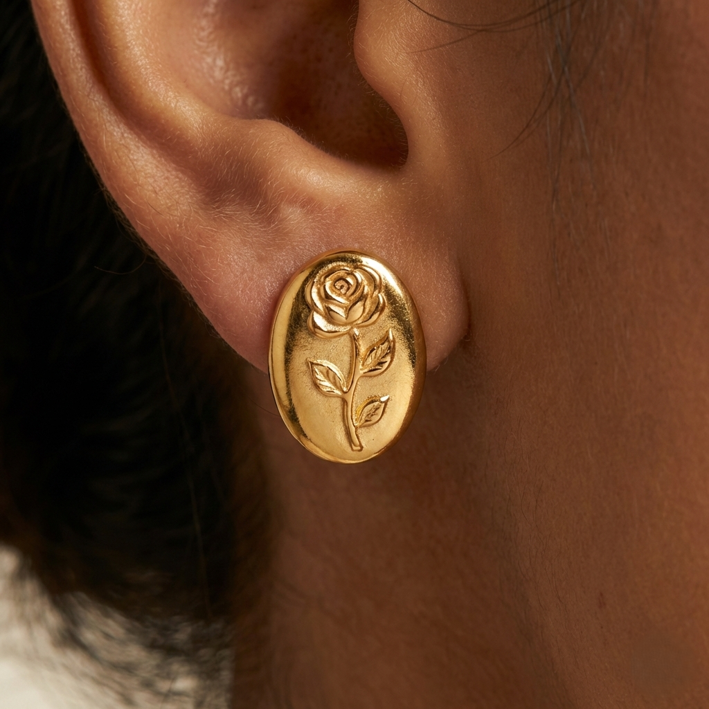 Rose Oval Studs