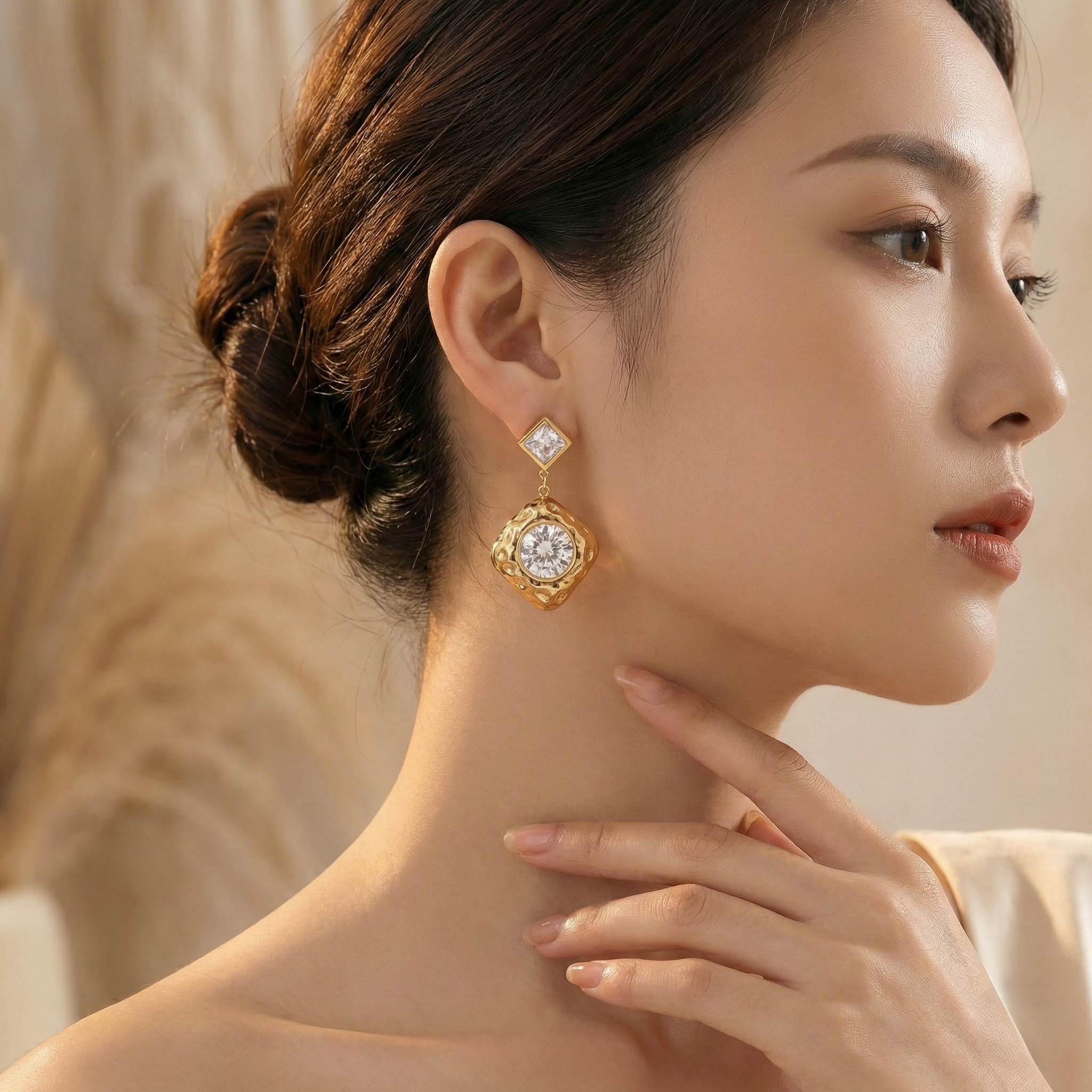 Diamond Shape Dangle Earrings