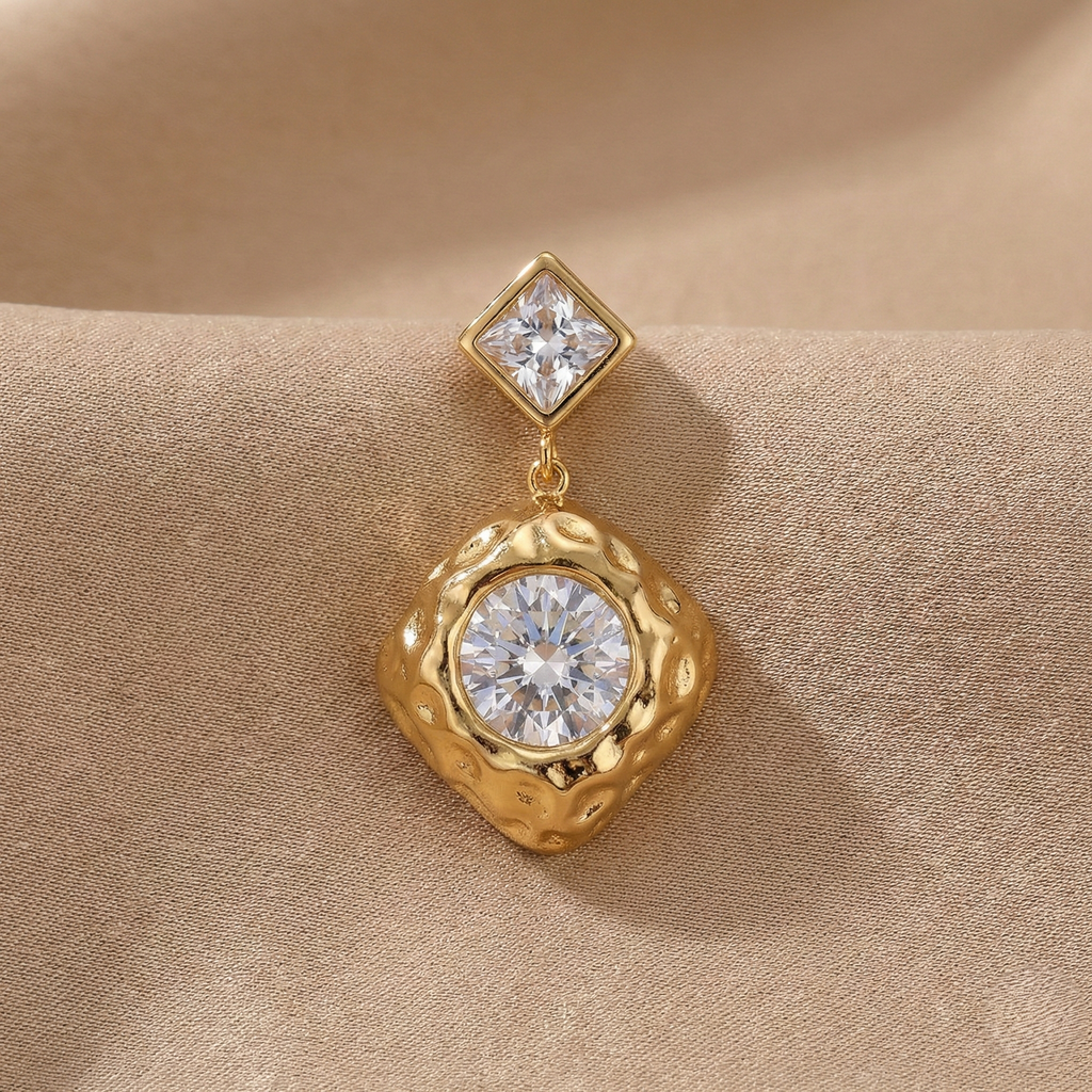 Diamond Shape Dangle Earrings