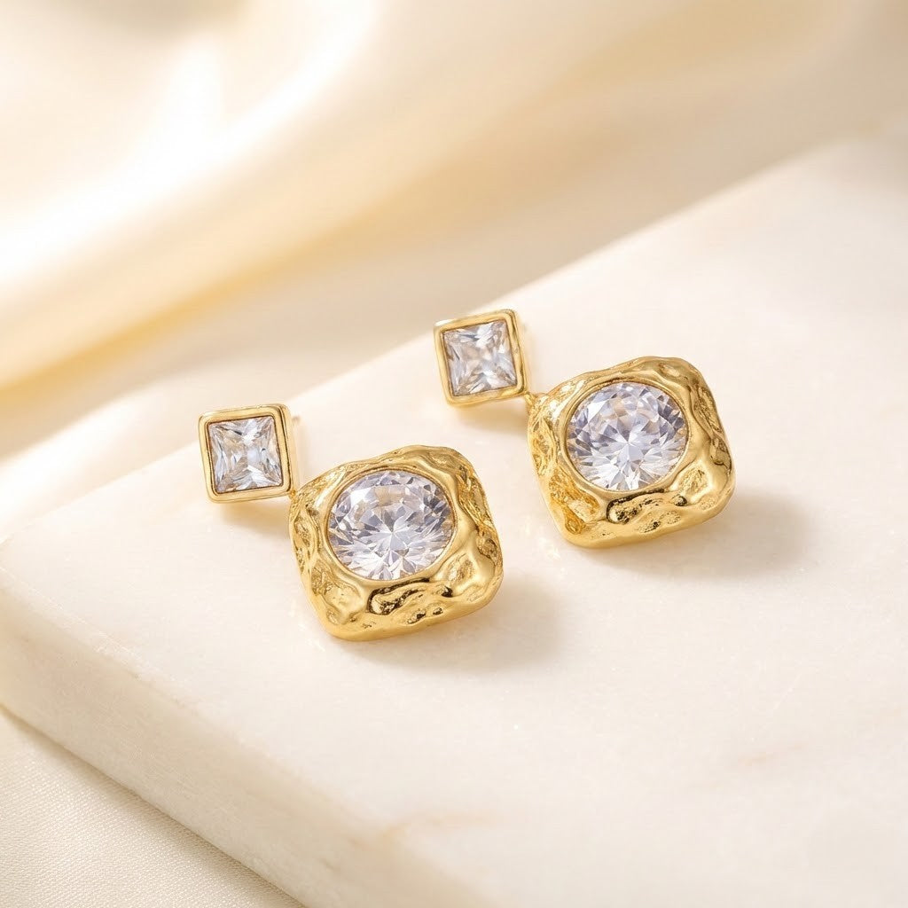 Diamond Shape Dangle Earrings