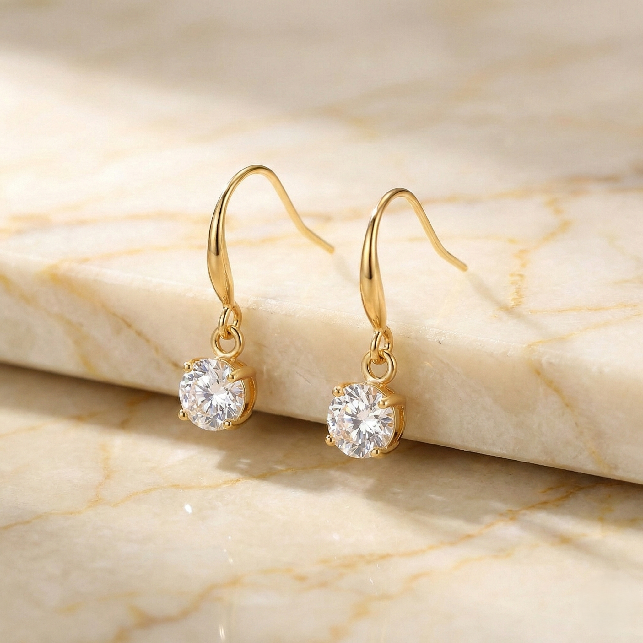 Solitaire Brilliant-Cut Drop Earrings