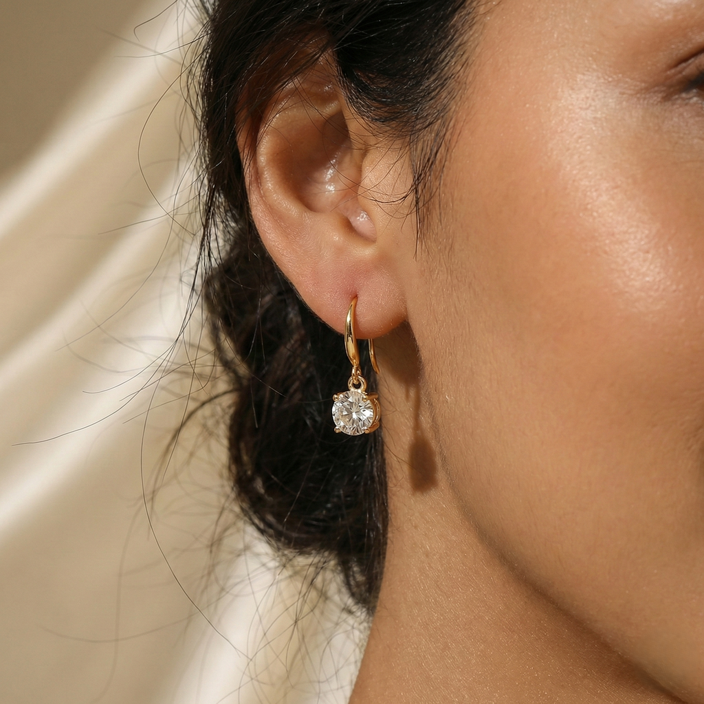 Solitaire Brilliant-Cut Drop Earrings