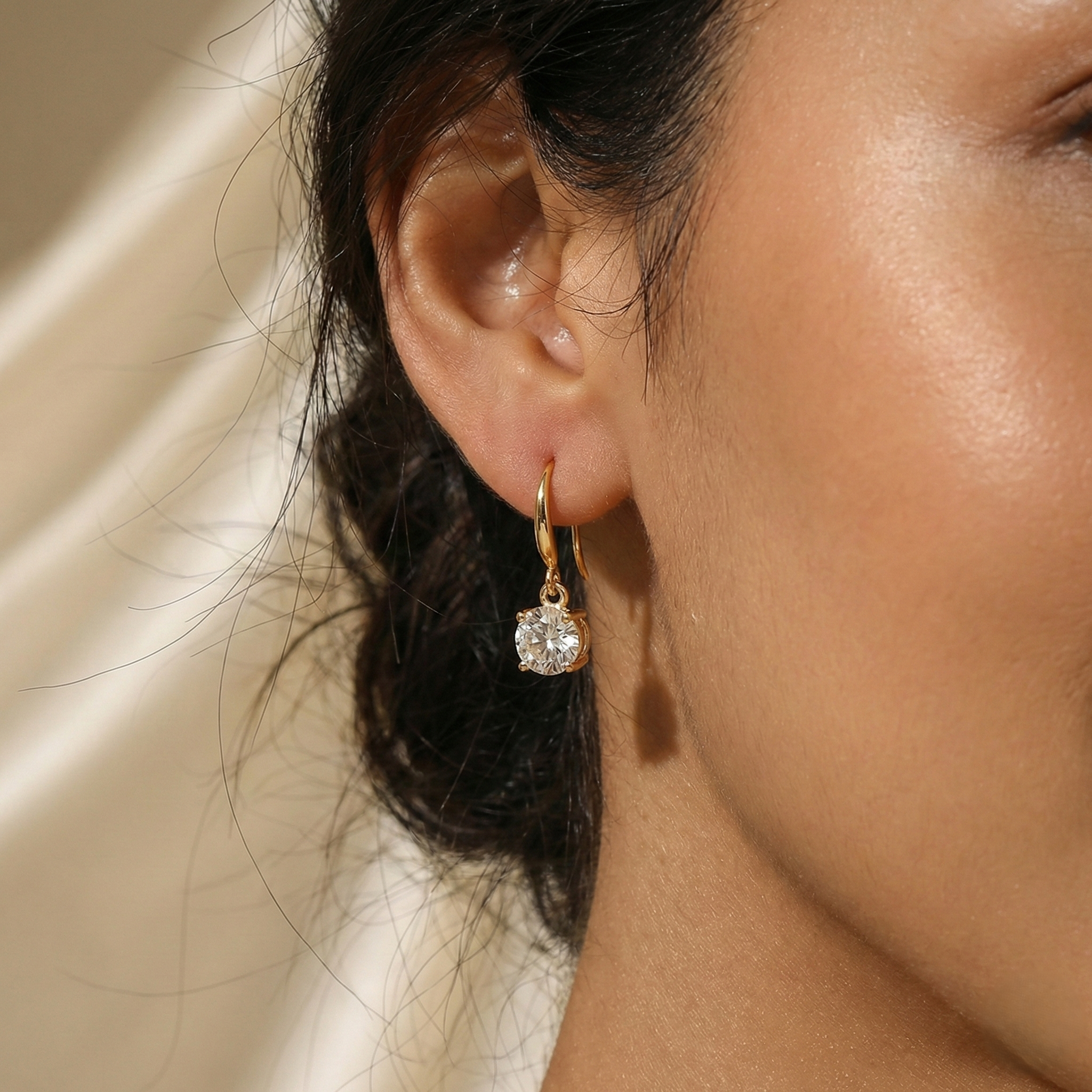 Solitaire Brilliant-Cut Drop Earrings