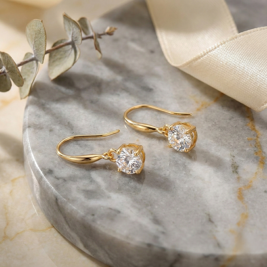 Solitaire Brilliant-Cut Drop Earrings