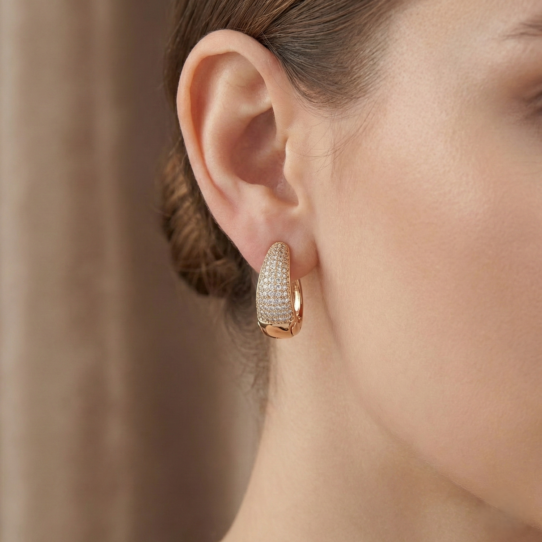 Rose Gold Pavé Huggie Hoops