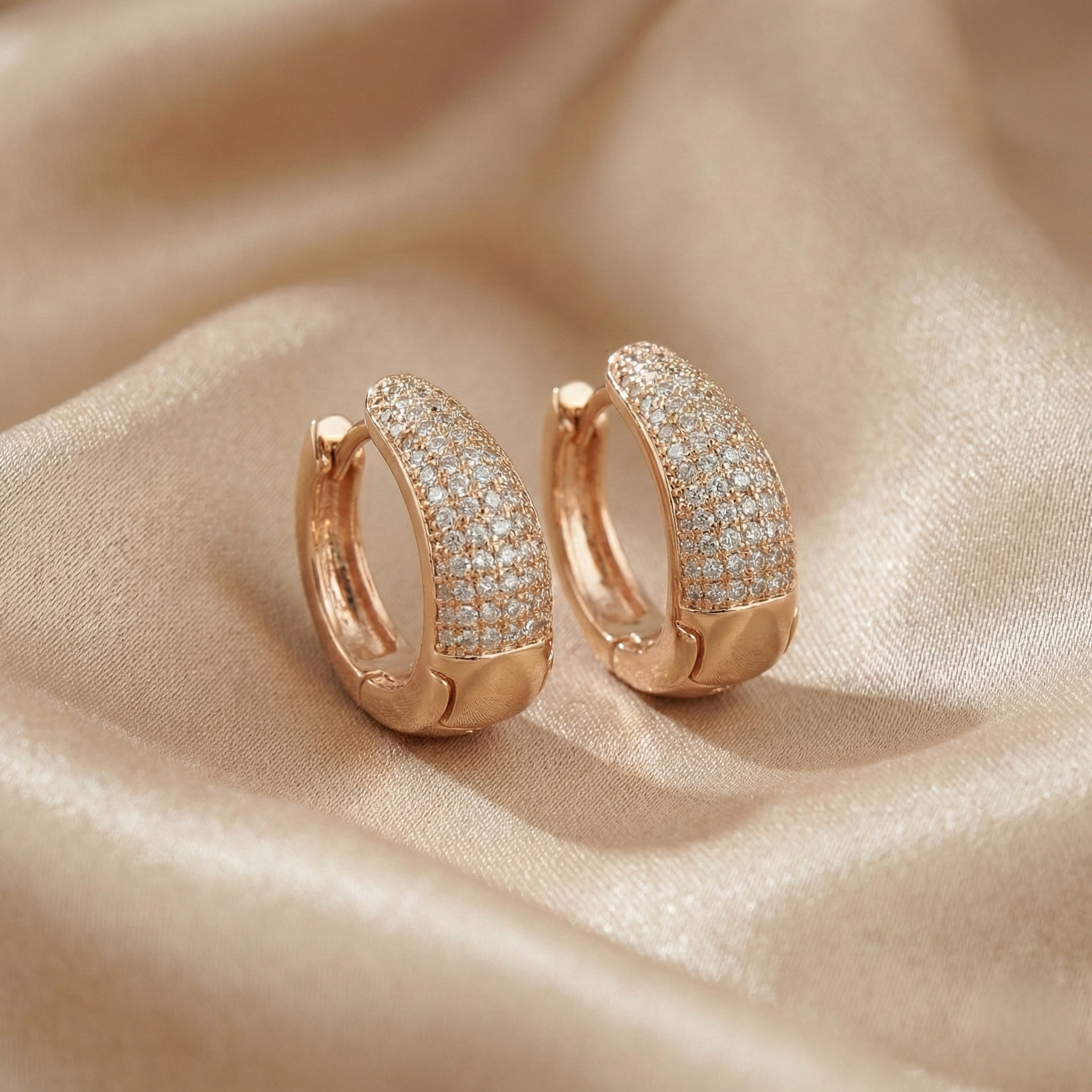 Rose Gold Pavé Huggie Hoops