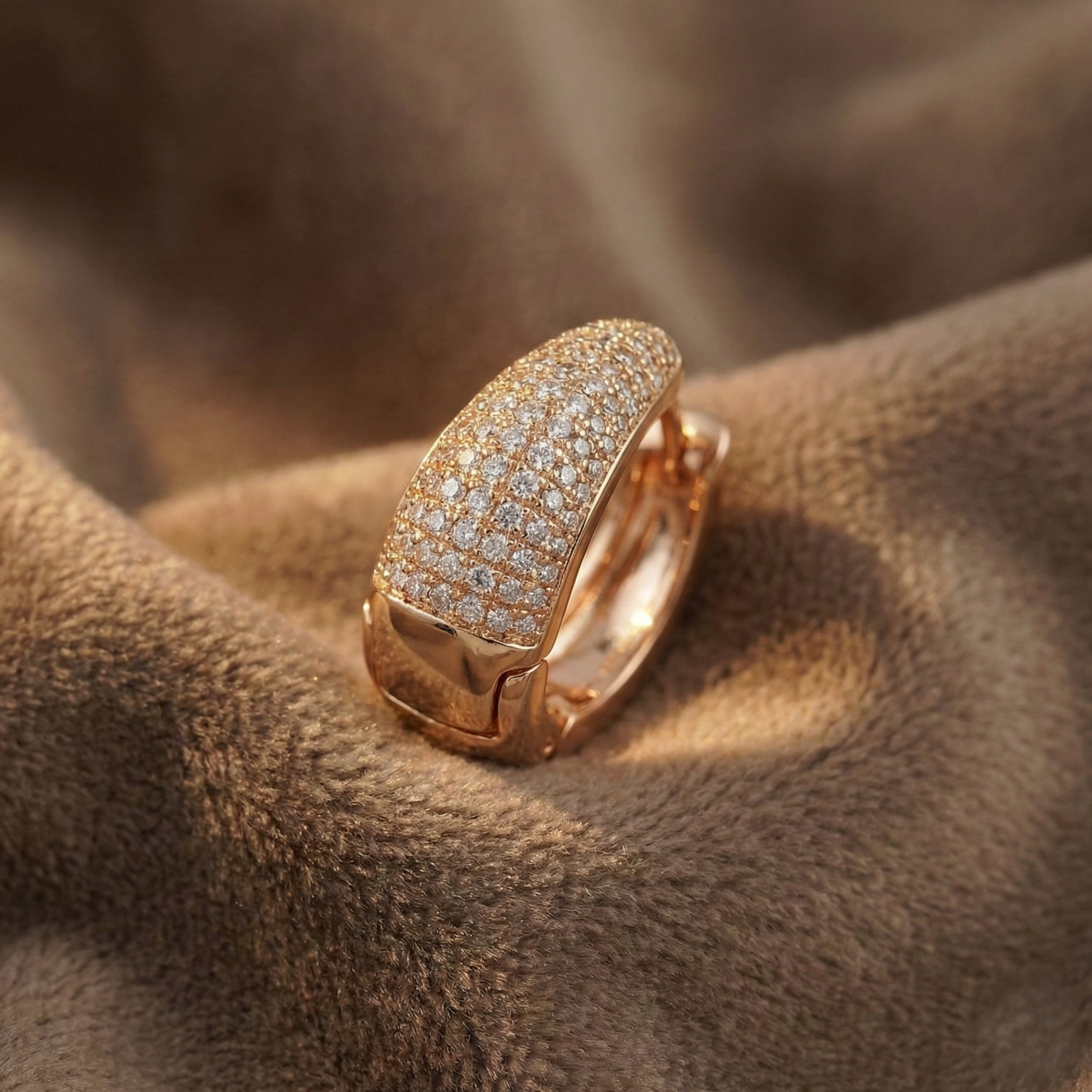 Rose Gold Pavé Huggie Hoops