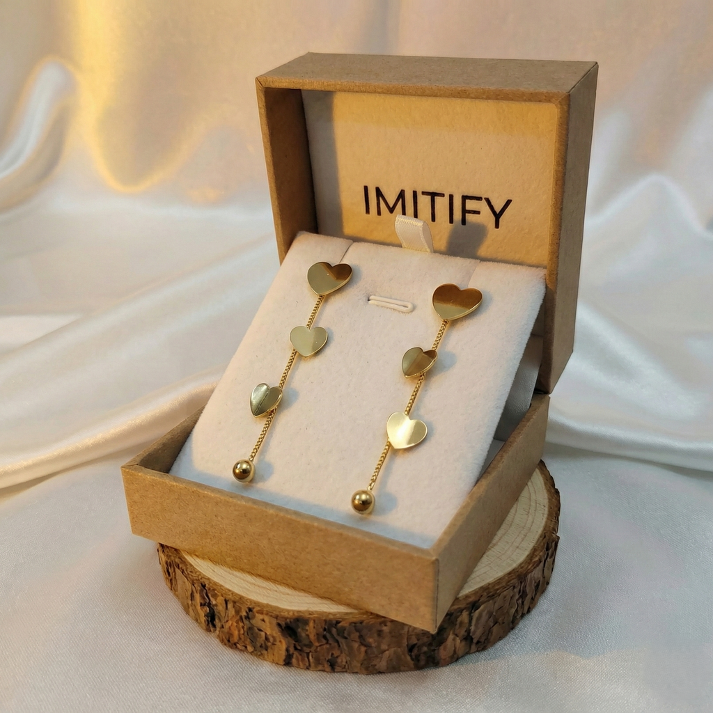 Triple Heart Drop Earrings