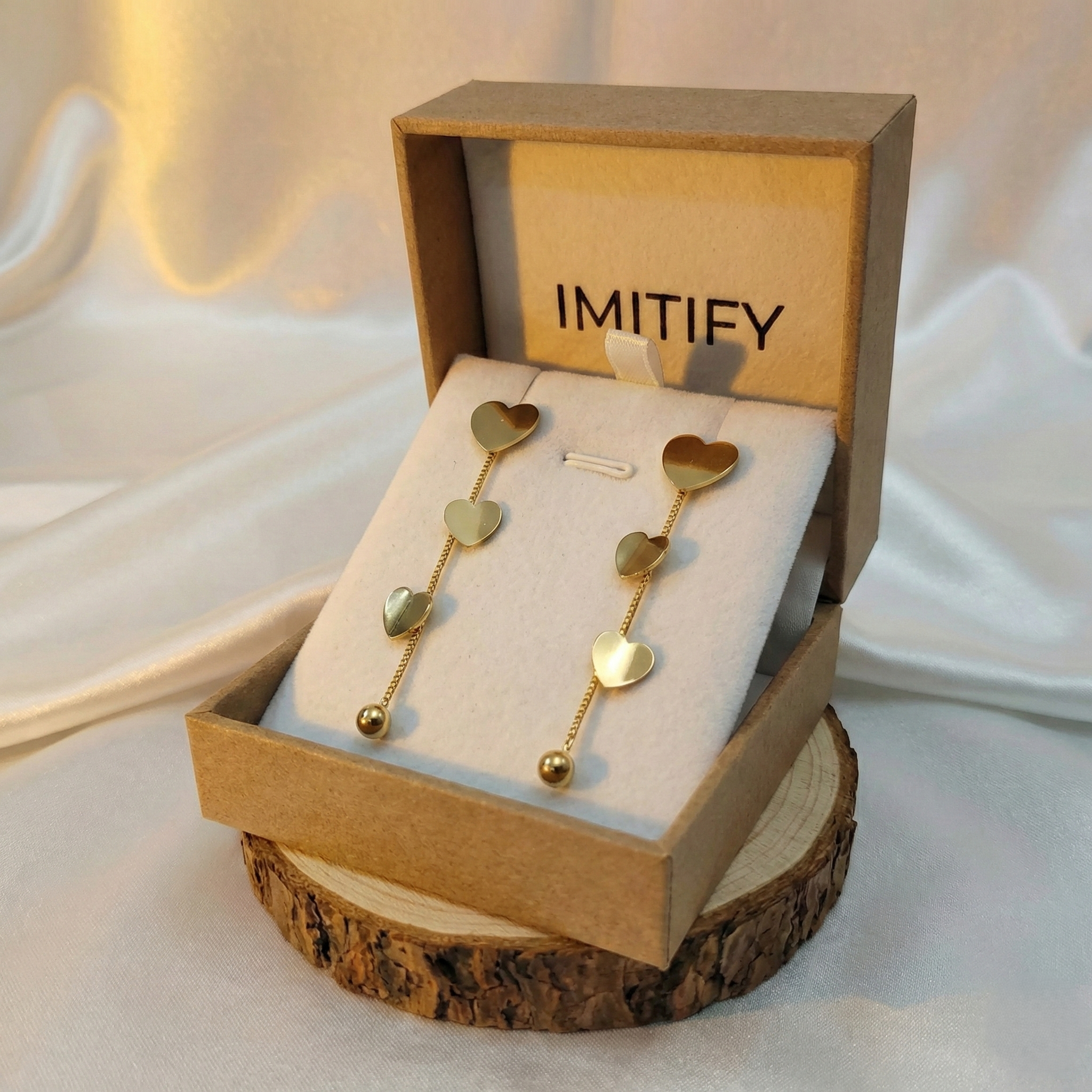 Triple Heart Drop Earrings