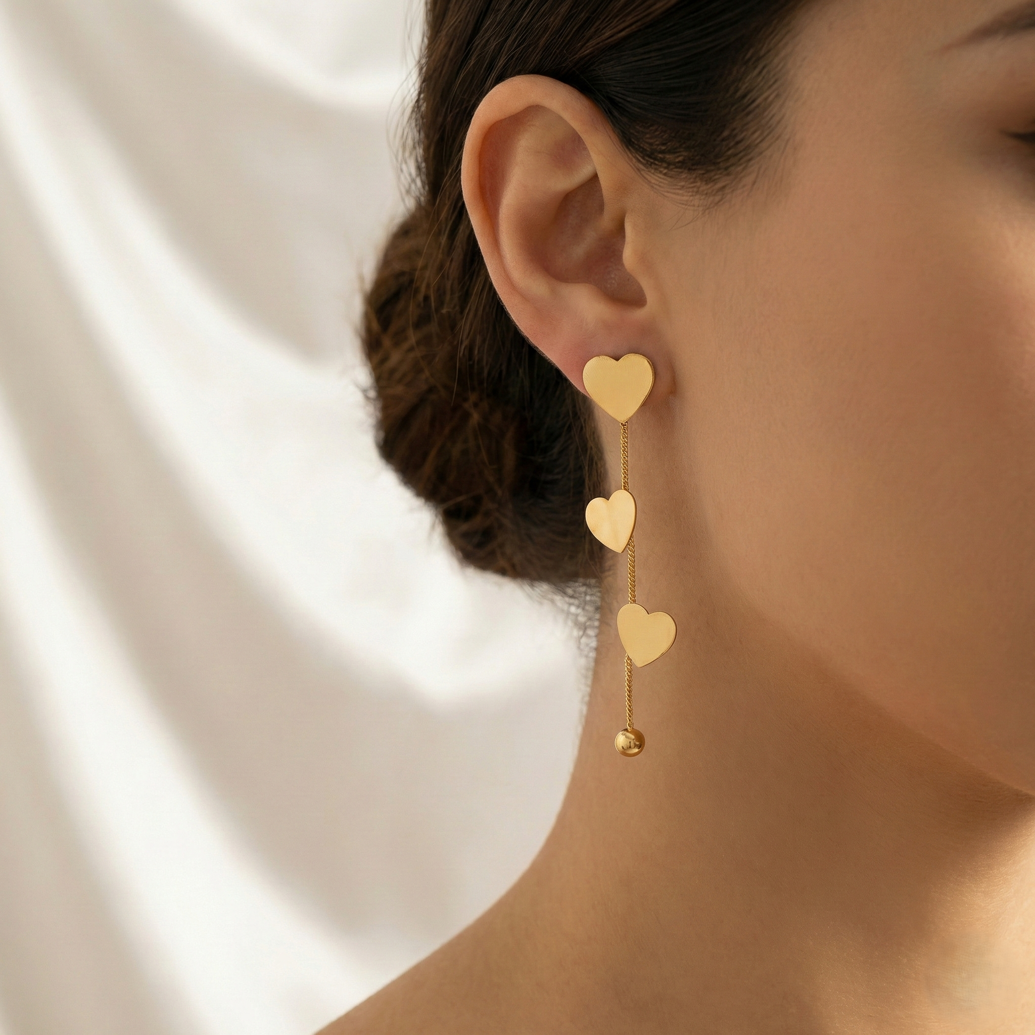 Triple Heart Drop Earrings