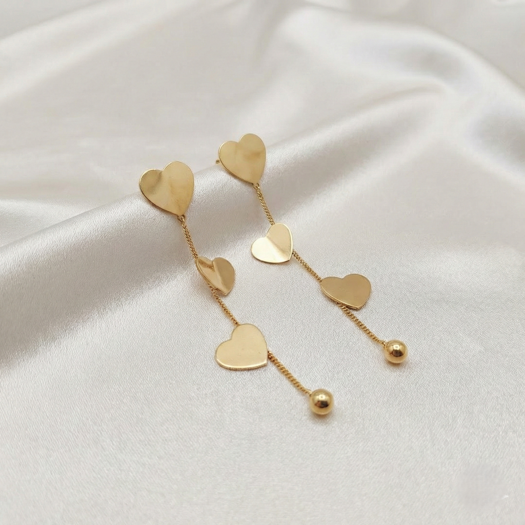 Triple Heart Drop Earrings