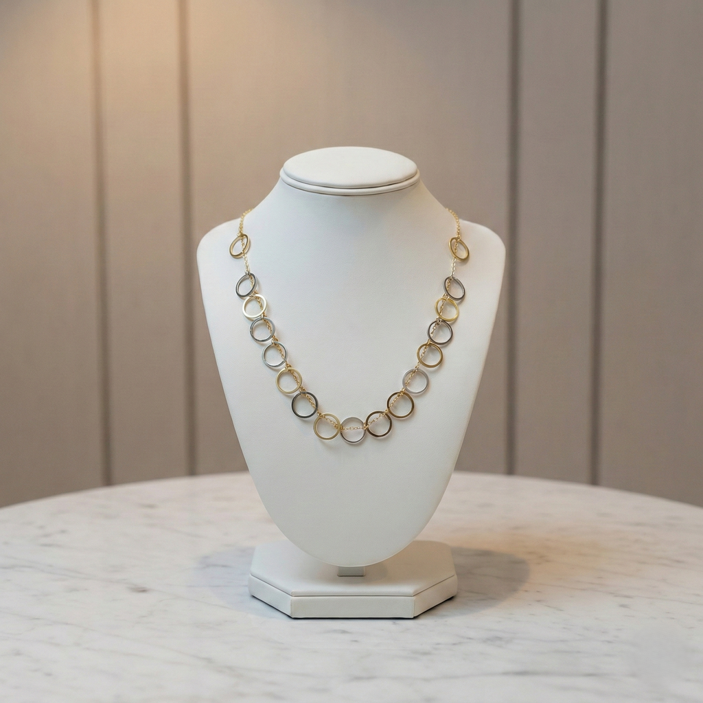 Two-Tone Interlocking Circle Link Necklace